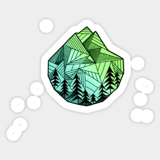 Green Geometric Mountain Logo Design Sticker